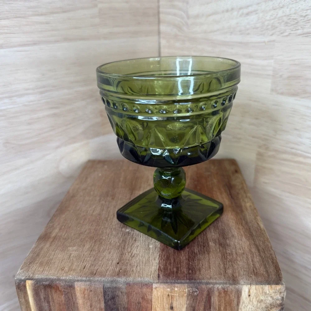 Indiana COLONY Park Lane Green Champagne Sherbet Glass MID century Modern‎